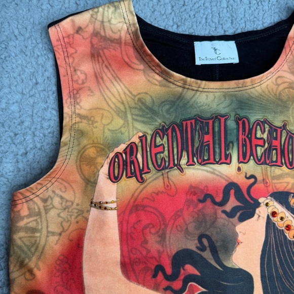 The Travel Collection art nouveau graphic tank top orange red sleeveless size L - Picture 2 of 8
